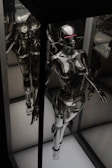 black and silver robot action figure