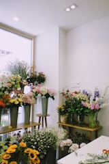 pink and white flowers in vase on table