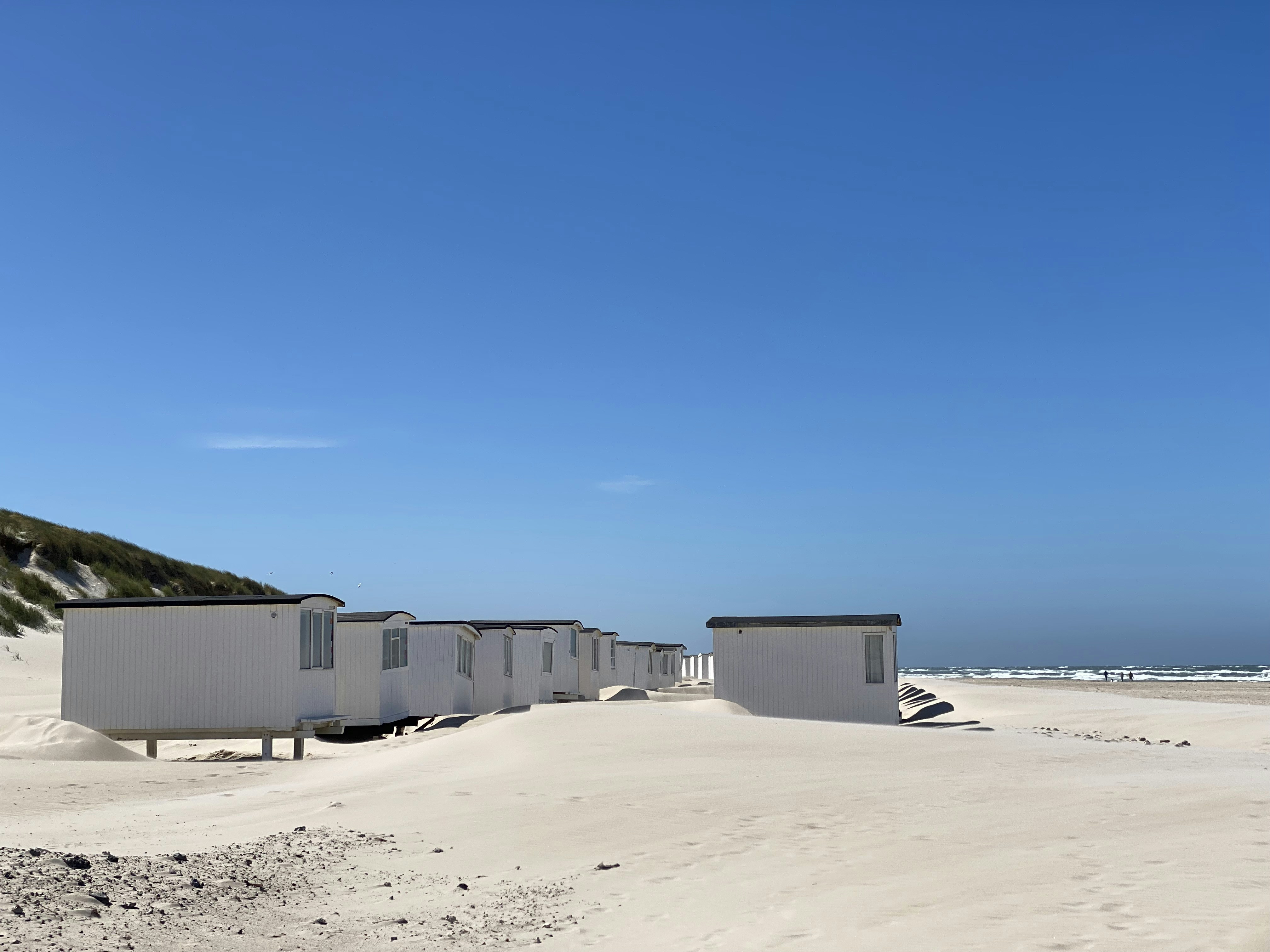White beach houses in Blokhus Denmark