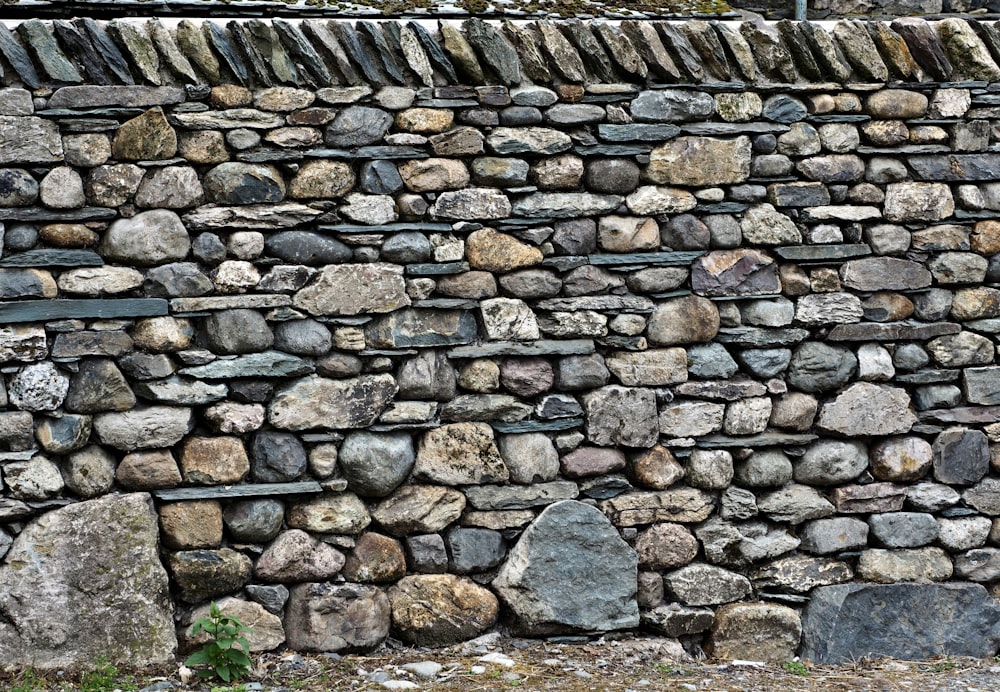 brown and gray brick wall