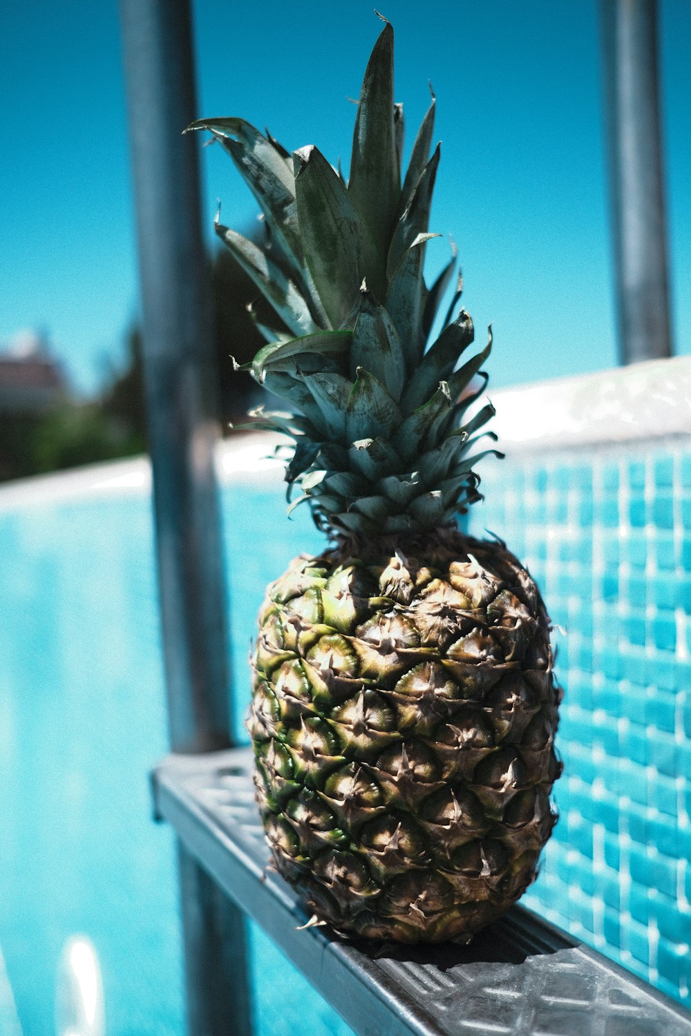 pineapple fruit on white wooden table