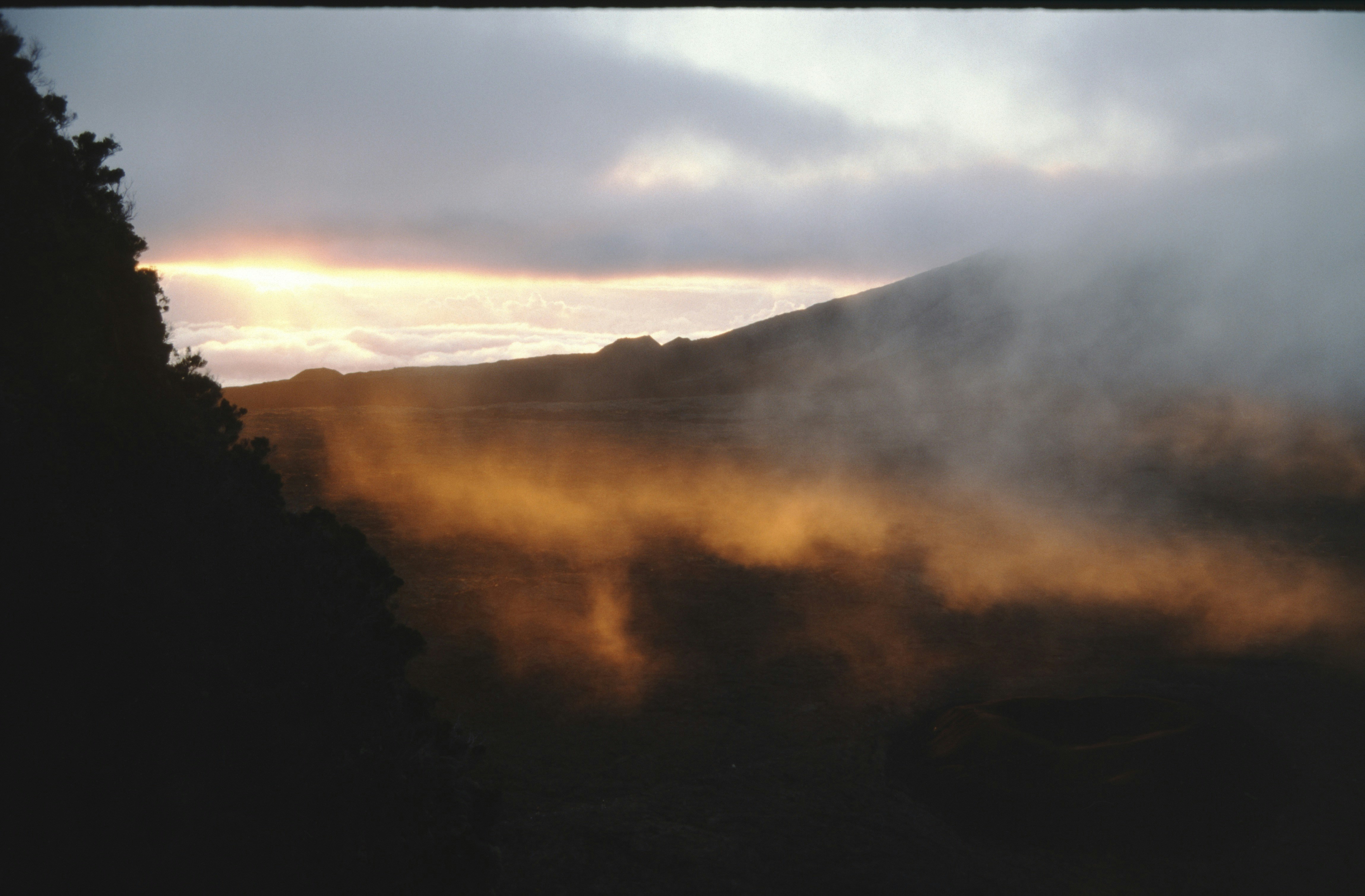 Ethiopian highland landscape panorama at sunrise, dramatic golden light