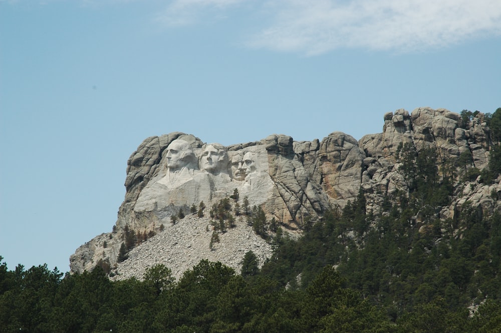 Árboles verdes cerca de Brown Rocky Mountain durante el día