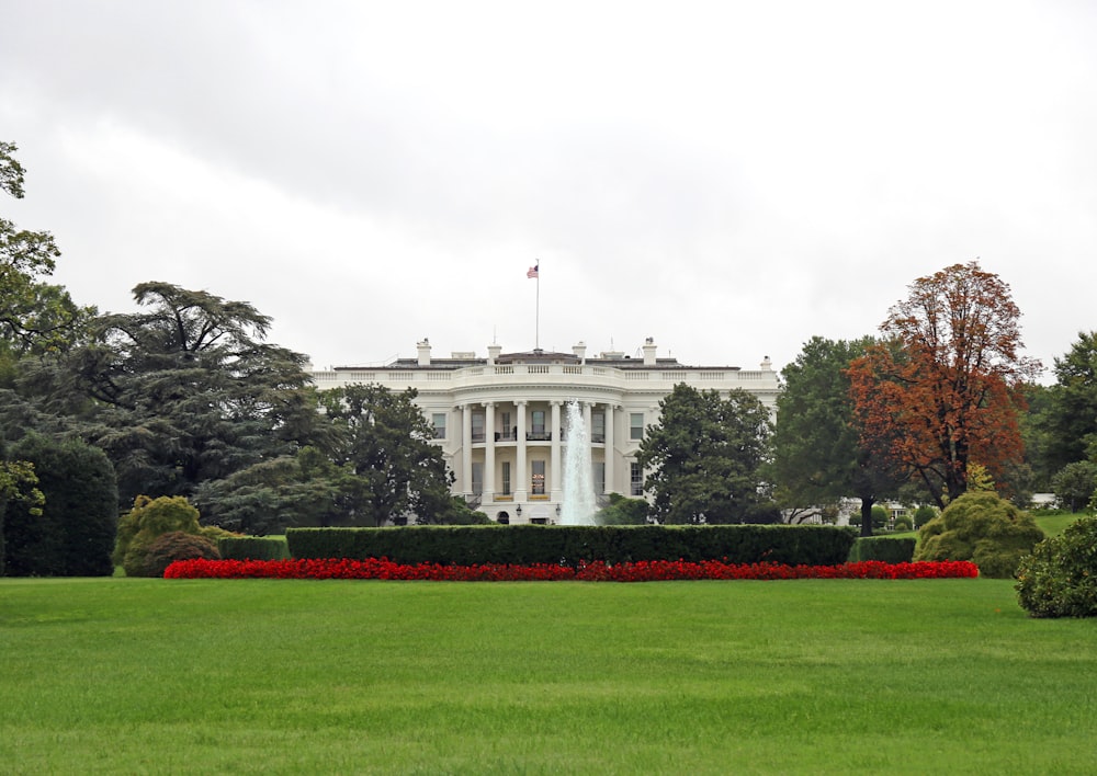 white concrete building surrounded by green grass field