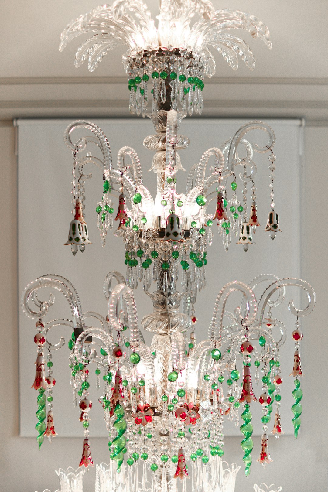 clear glass chandelier turned off