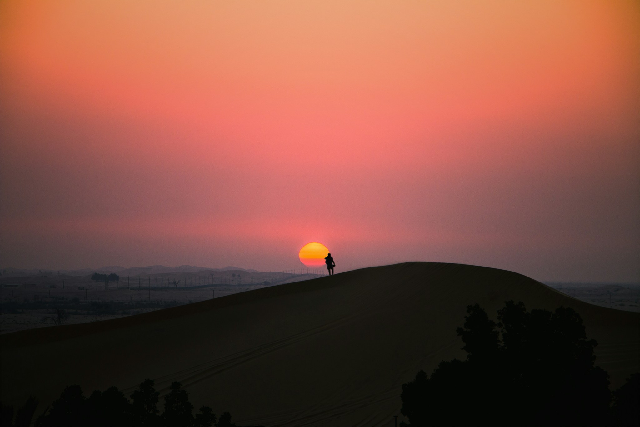 silhouette of mountain during sunset