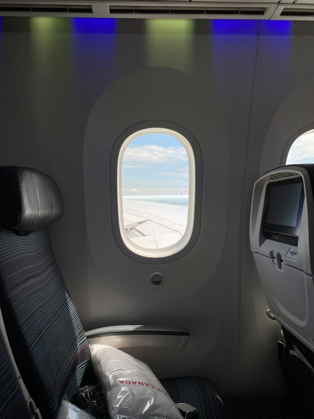 white and black airplane window