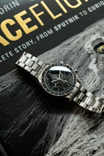 silver link bracelet round analog watch