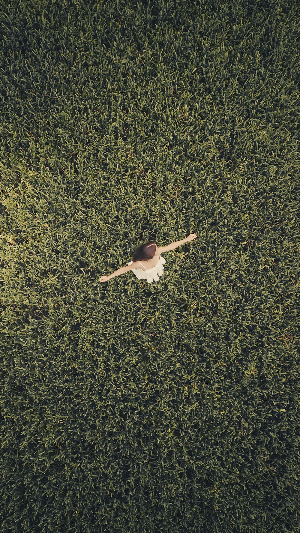 man in white shirt and black pants lying on green grass field