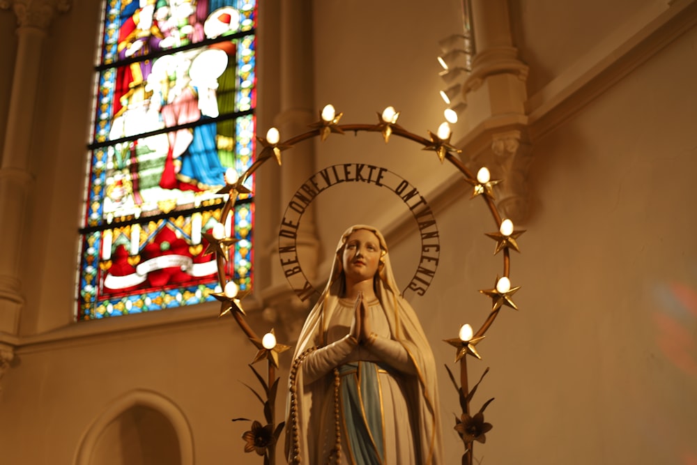 virgin mary statue inside building