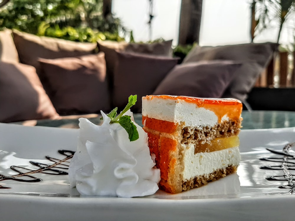 sliced cake on white ceramic plate