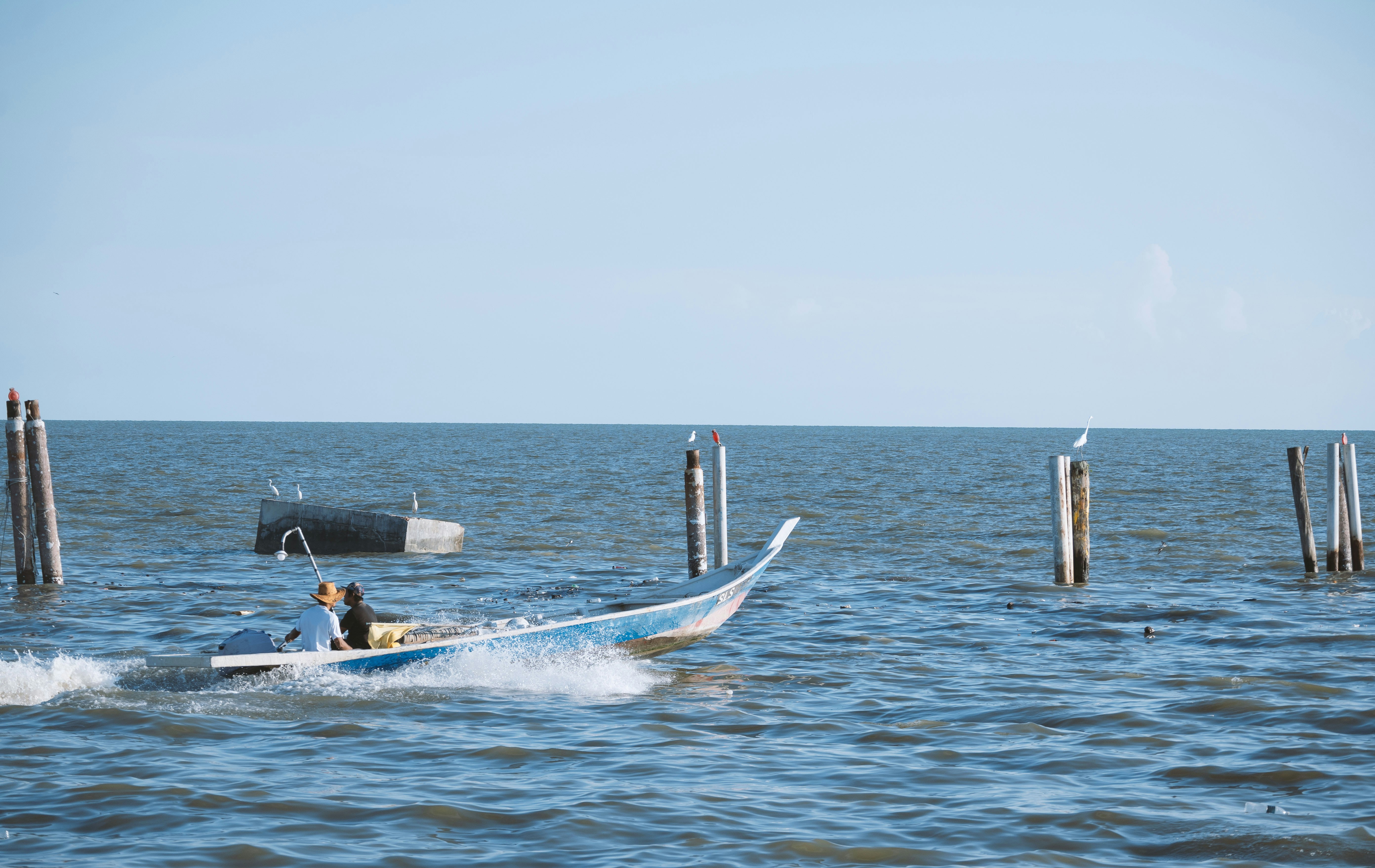 man in black wet suit riding white and blue boat on sea during daytime