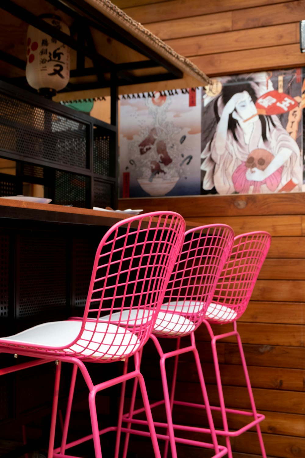 red and white striped chair