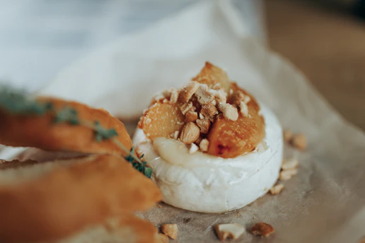 white and brown bread with white cream on top