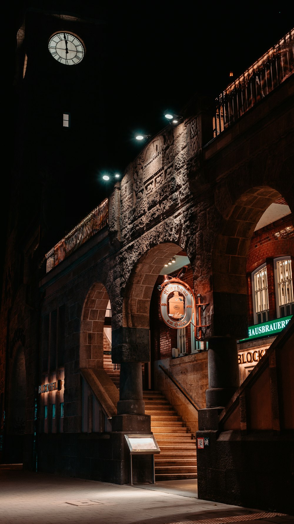 brown brick building during nighttime