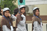 Smiling domestic workers ready to start their new jobs in Qatar homes.