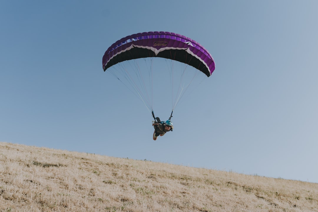 person in black and yellow parachute