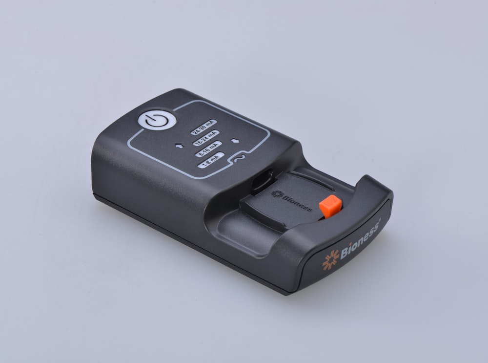 black and orange electronic device