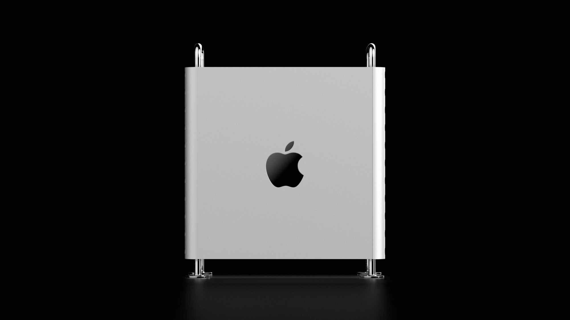 Side view of Apple Mac Pro 2019 with Big Apple Logo