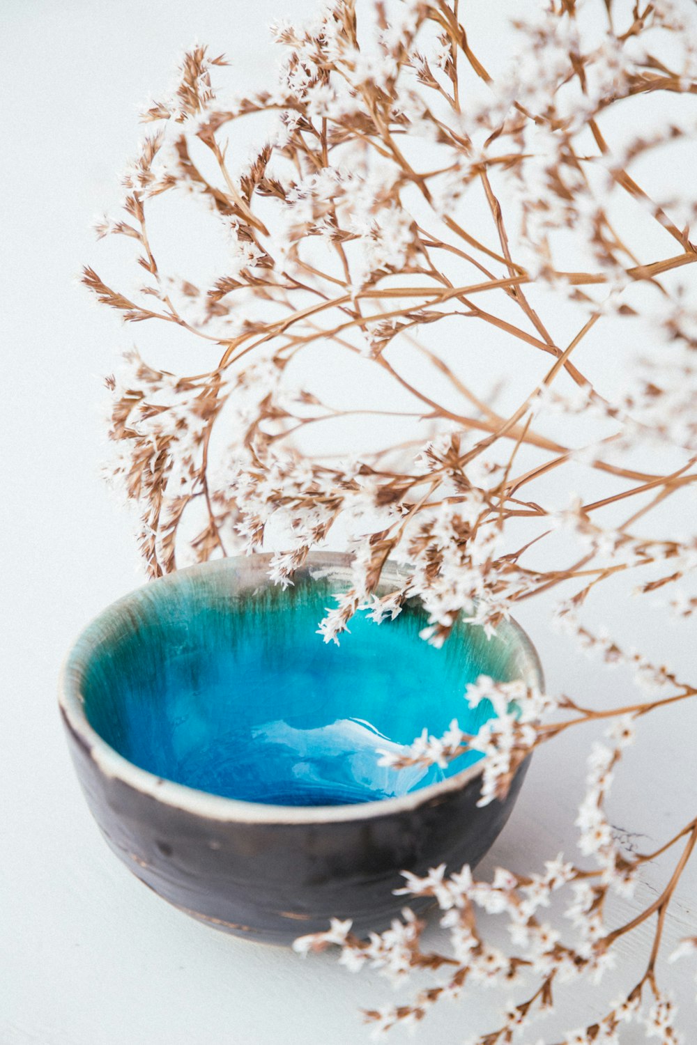 blue and white round bowl