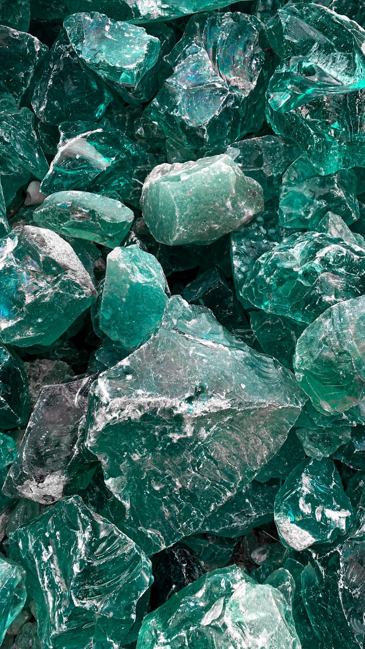 Glowing emerald gemstones 