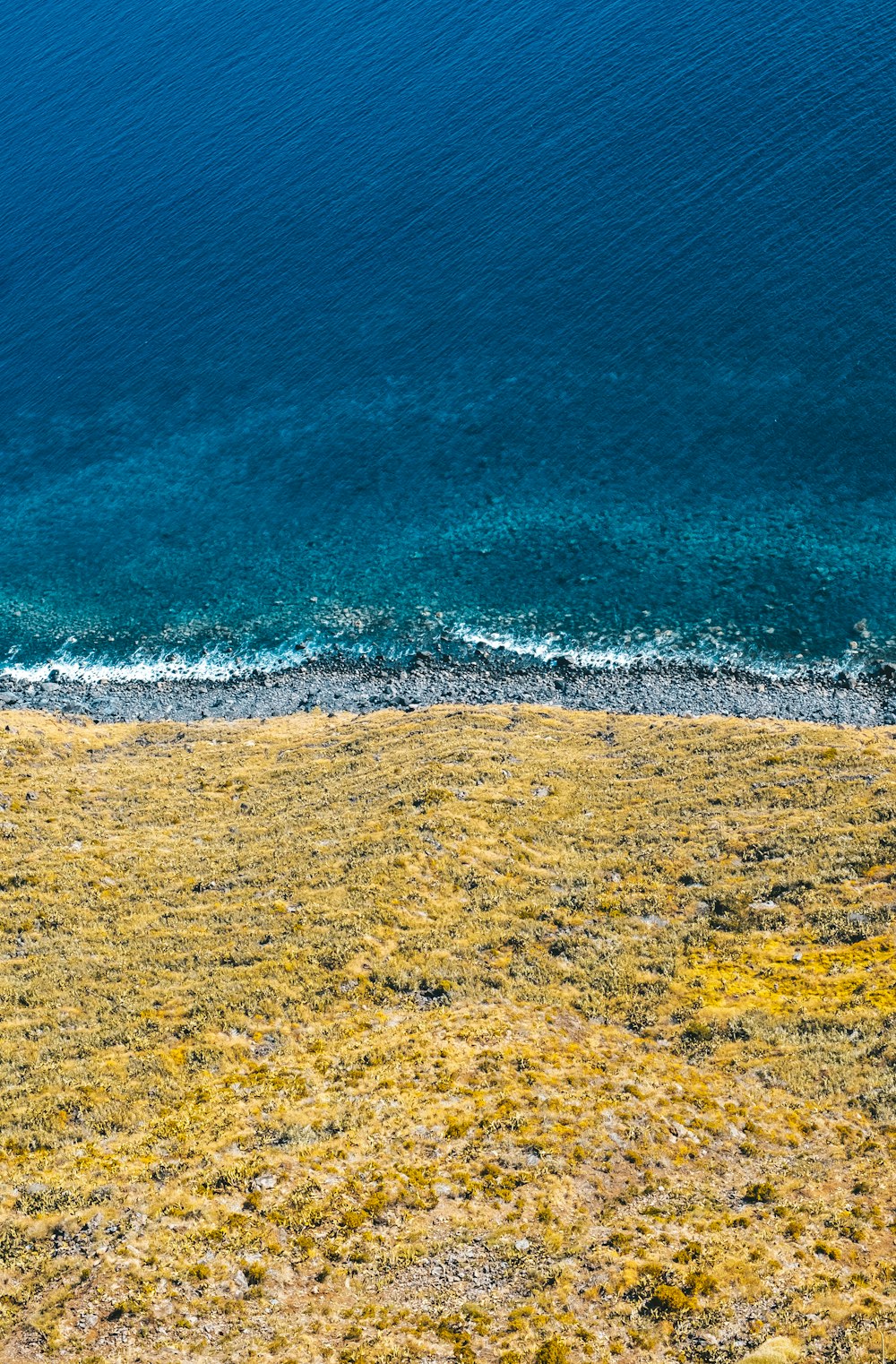 brown sand beside body of water during daytime