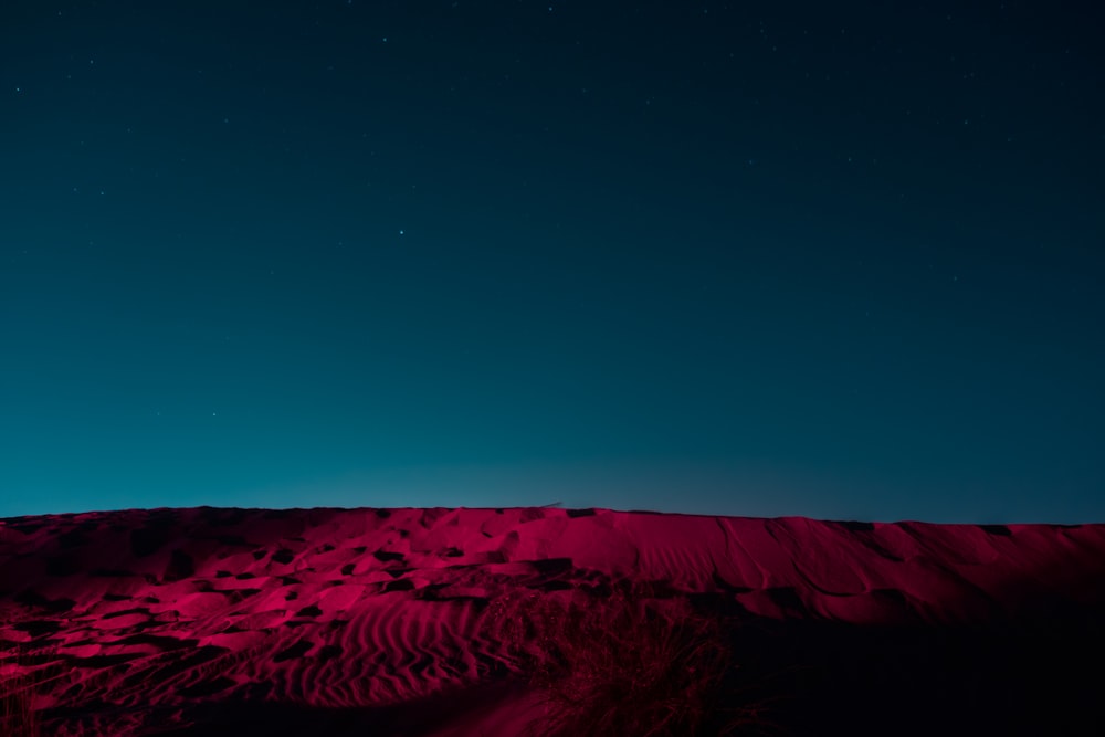 brown sand under blue sky during night time