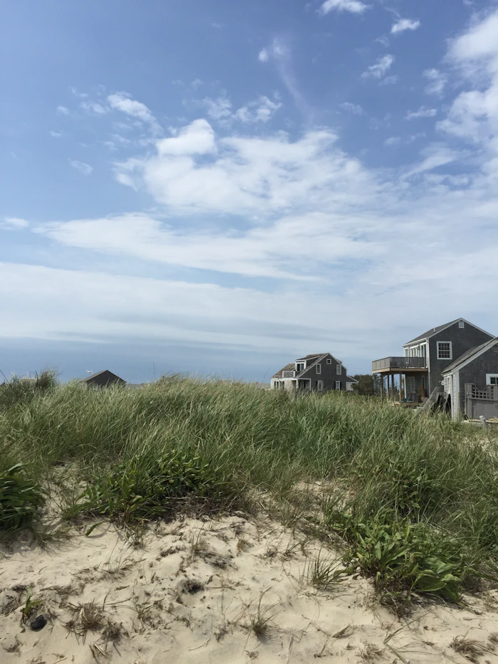 Shingled cottages on the bluff