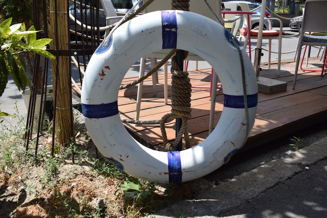 white blue and yellow inflatable ring