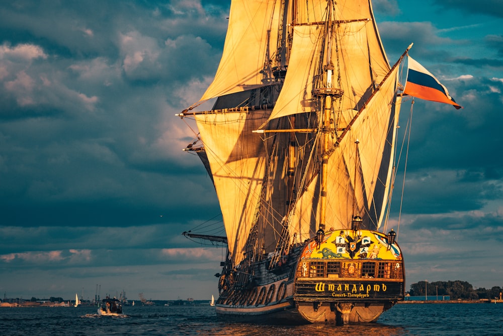 brown and black galleon ship under blue sky during daytime