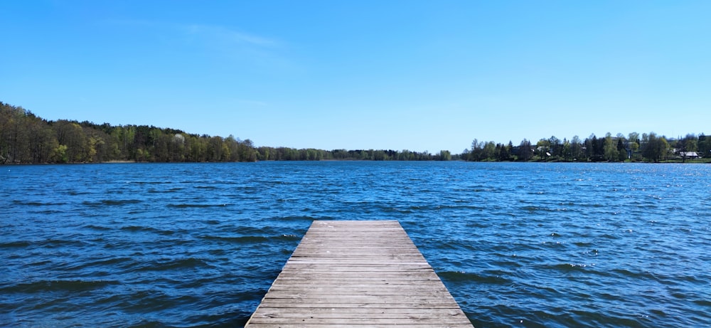 brown wooden dock on lake during daytime