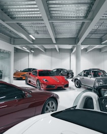 red and black sports cars