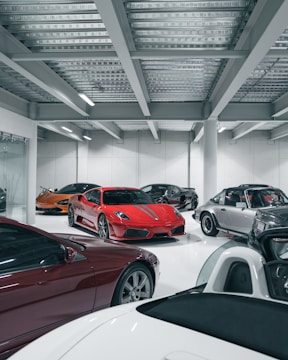 red and black sports cars