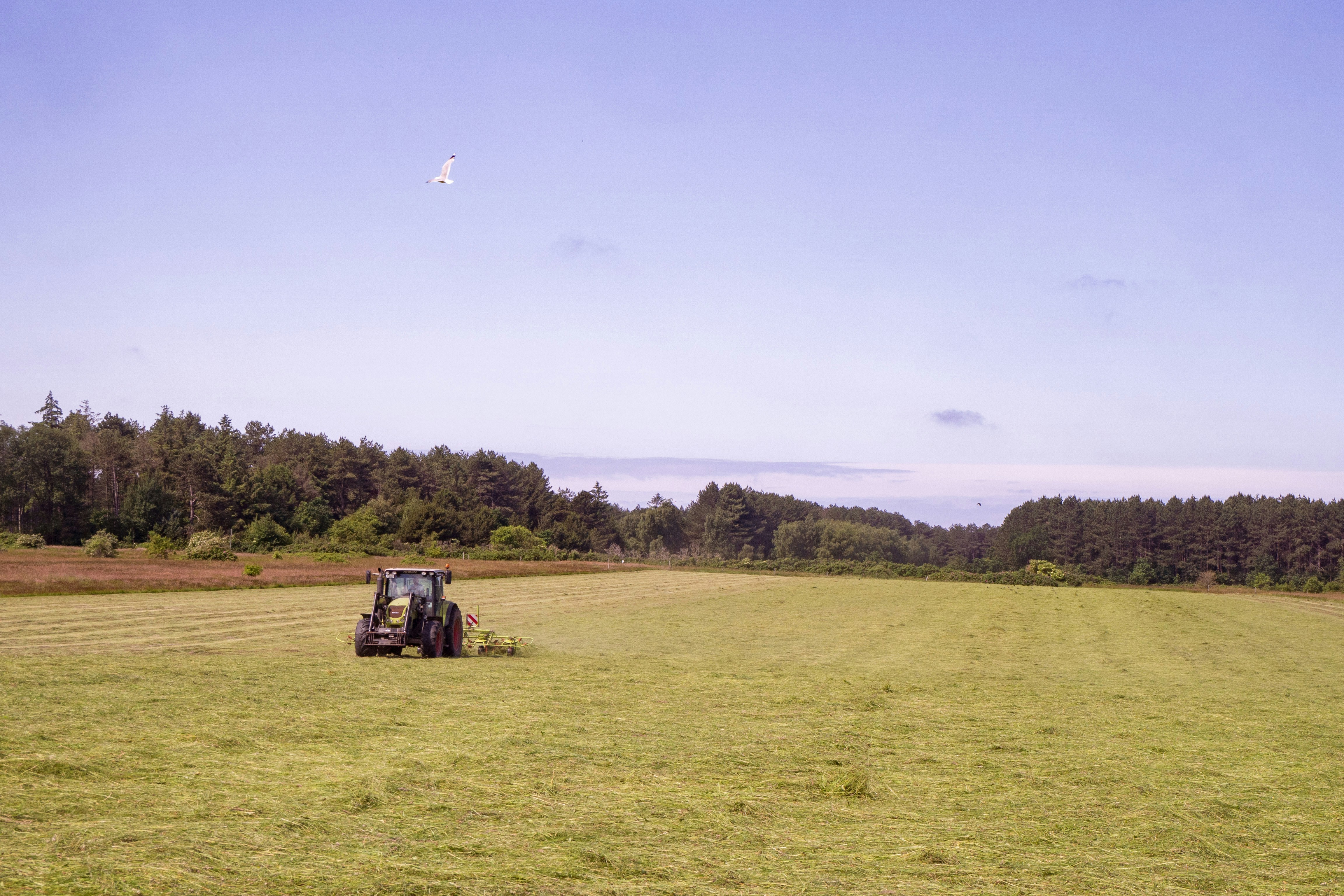 Agricultural machinery in green field