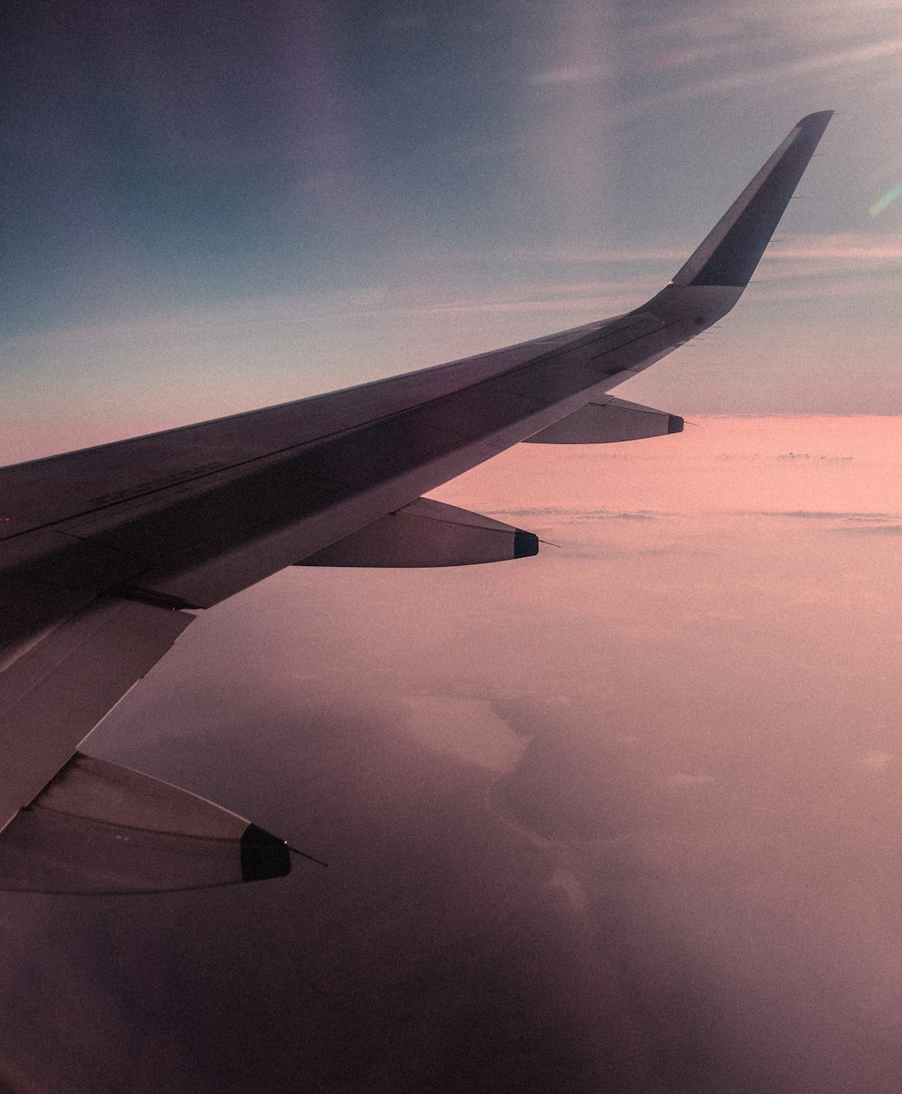 white and black airplane wing