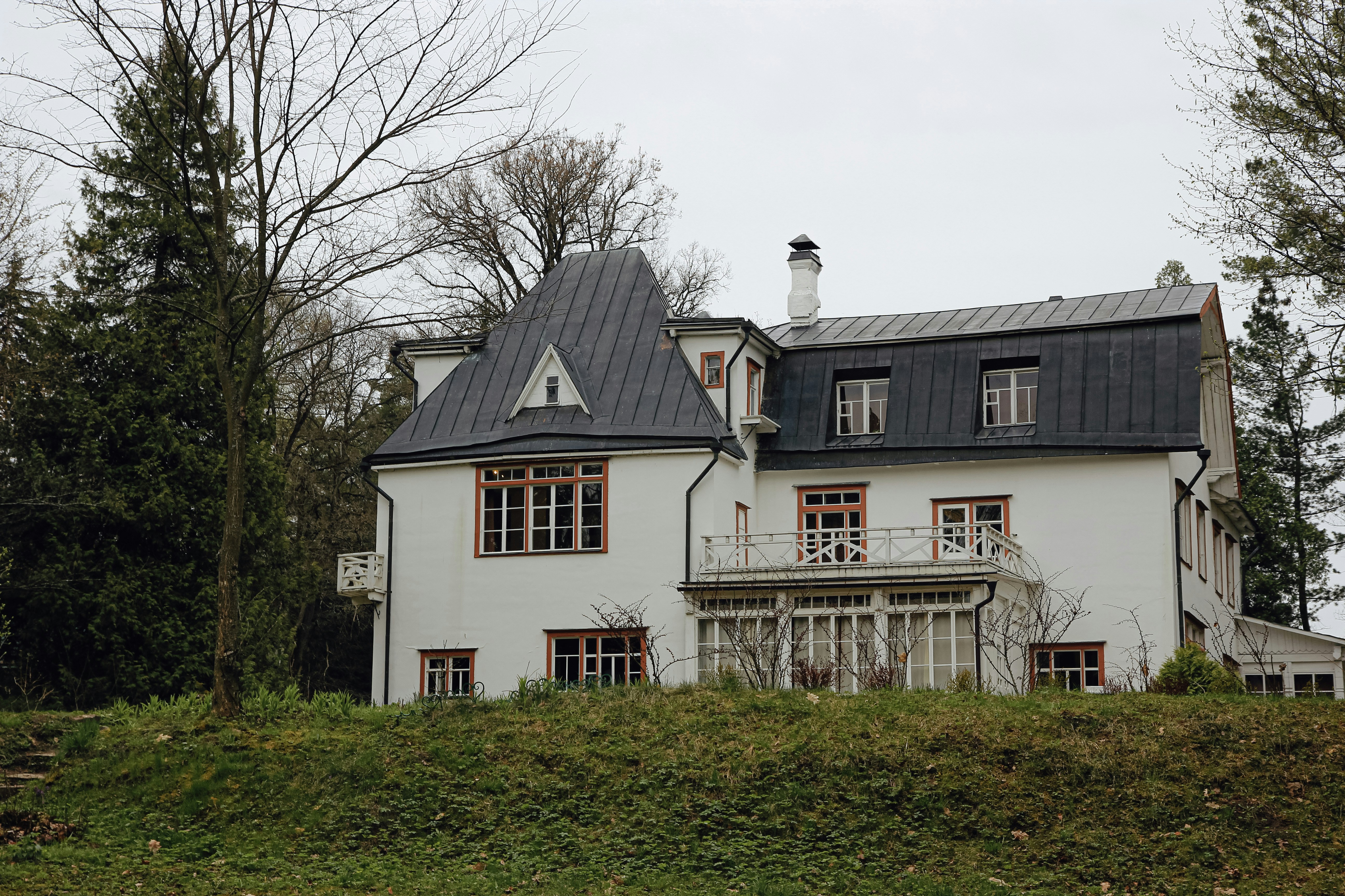 white and black 2 storey house