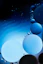 blue and white balloons with blue and green lights
