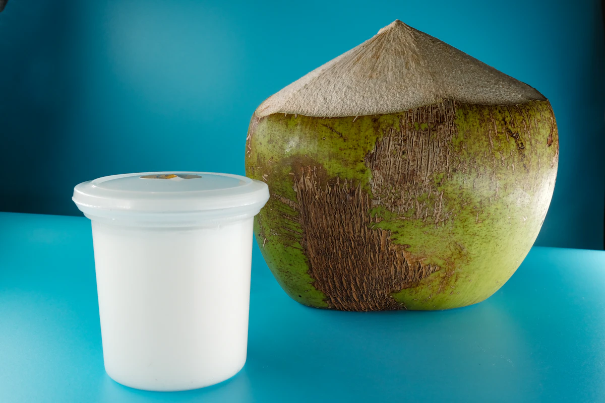 Green and brown coconut shell