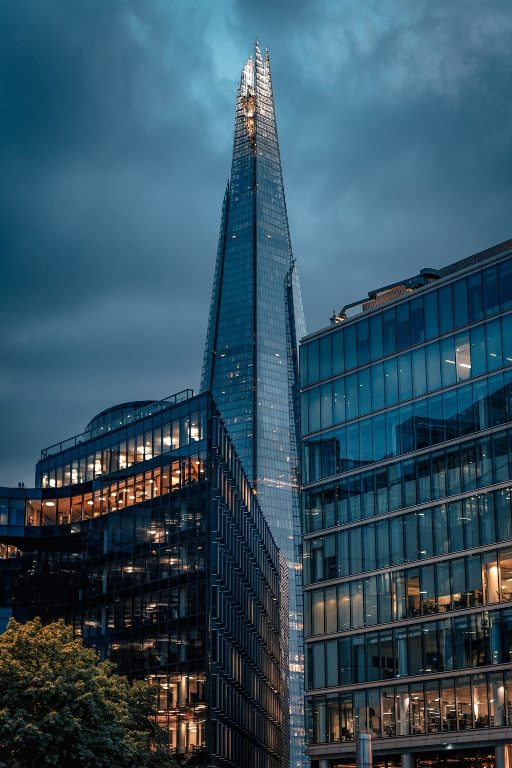 gray concrete building during night time