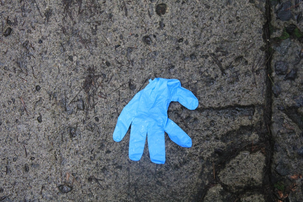 blue textile on brown soil