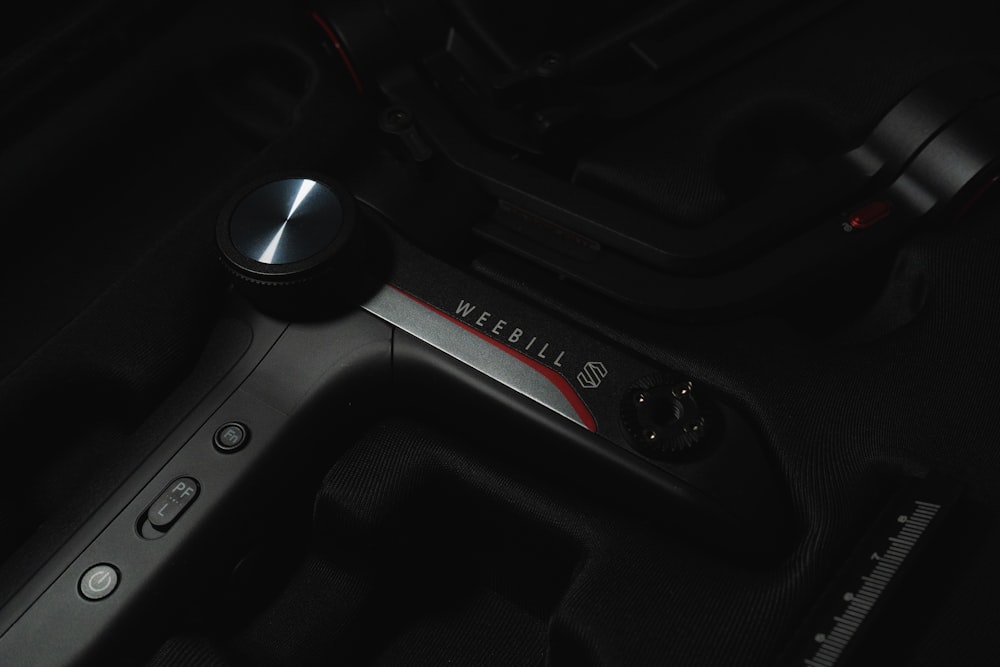 black and red car gear shift lever