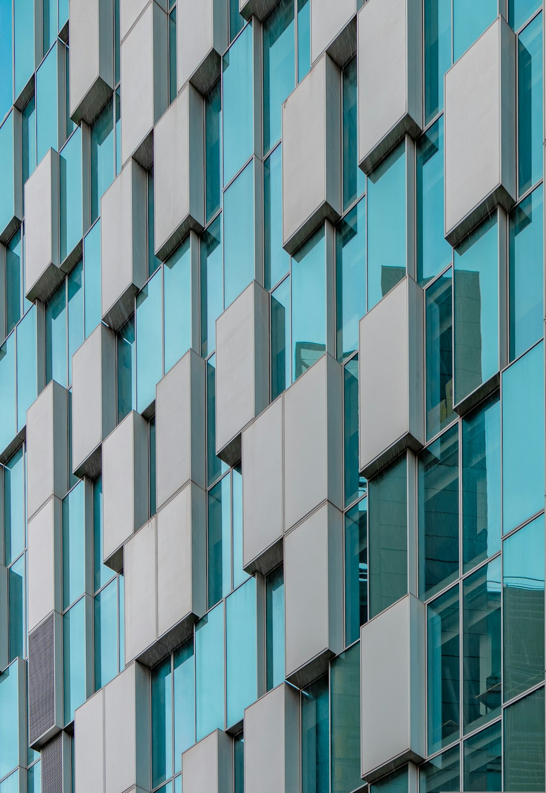 blue and white concrete building