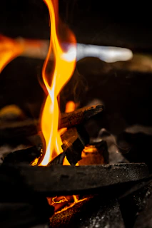 fire in close up photography