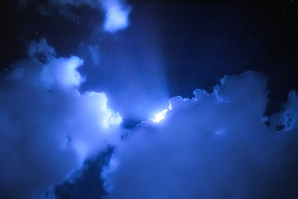 white clouds and blue sky