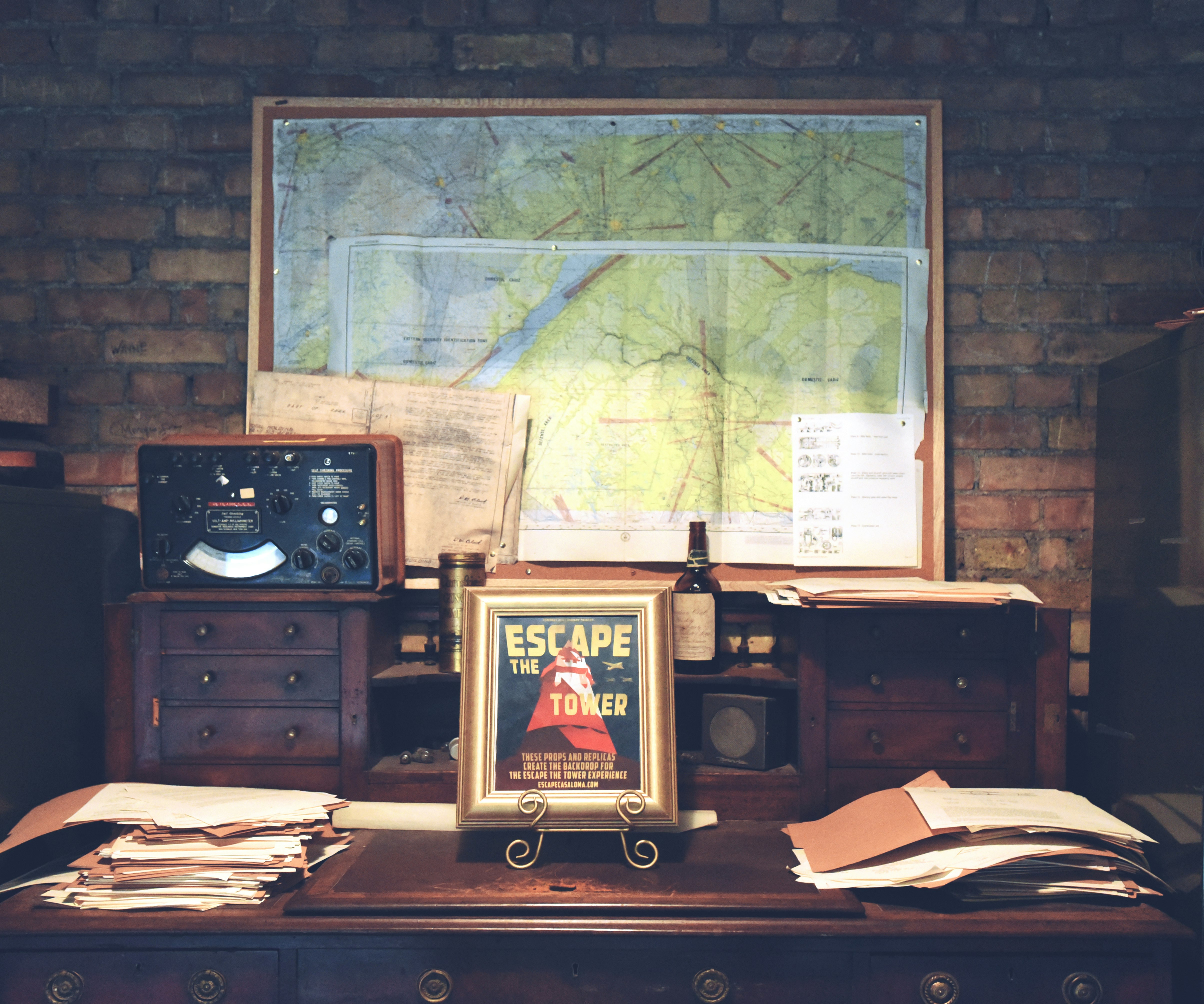 brown wooden desk with drawer