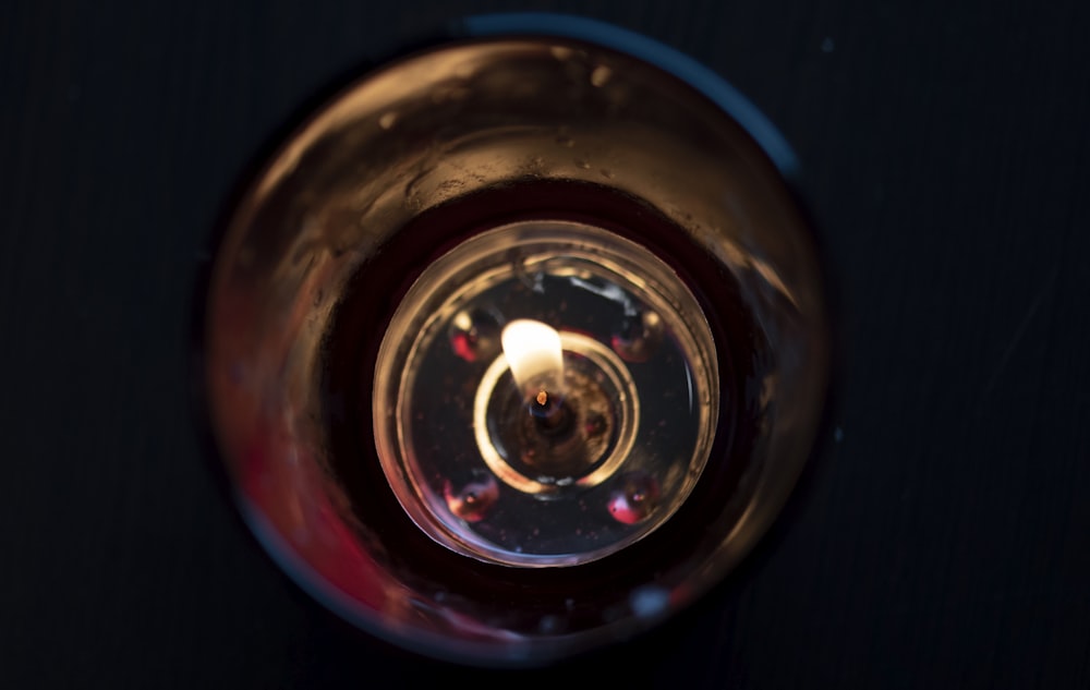 red and clear glass container