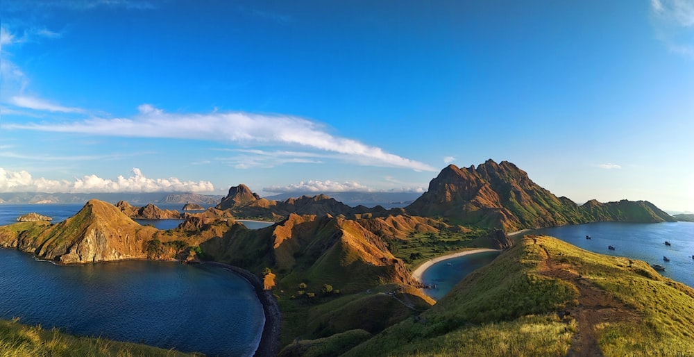 lake in the middle of mountains during daytime