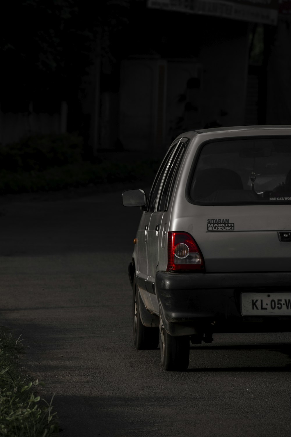 silver suv on road during night time