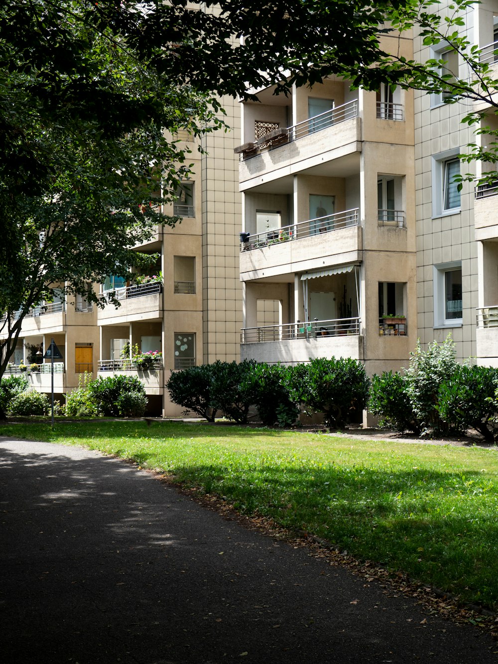 낮 동안 갈색 콘크리트 건물 근처의 푸른 잔디밭