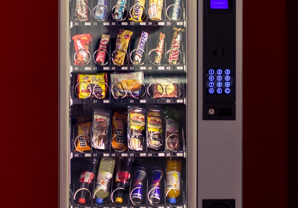 red and black vending machine